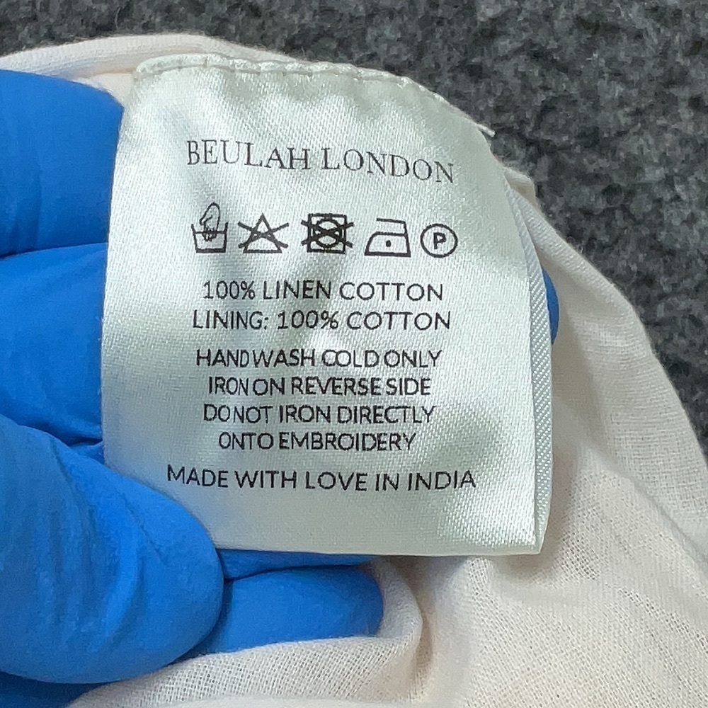 BEULAH LONDON 100% Linen Embroidered Modest Romantic Feminine Dress Size US8 NWT - Picture 7 of 7